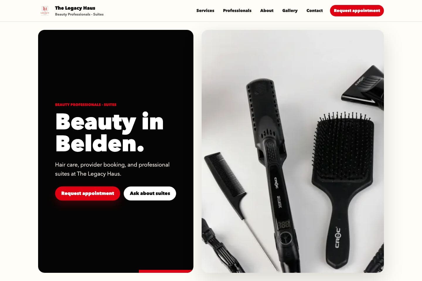 Website concept preview for The Legacy Haus
