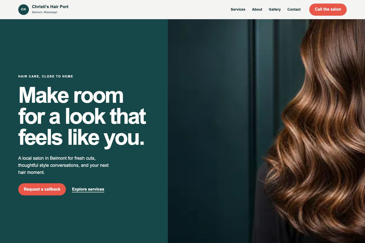 Website concept preview for Christi's Hair Port