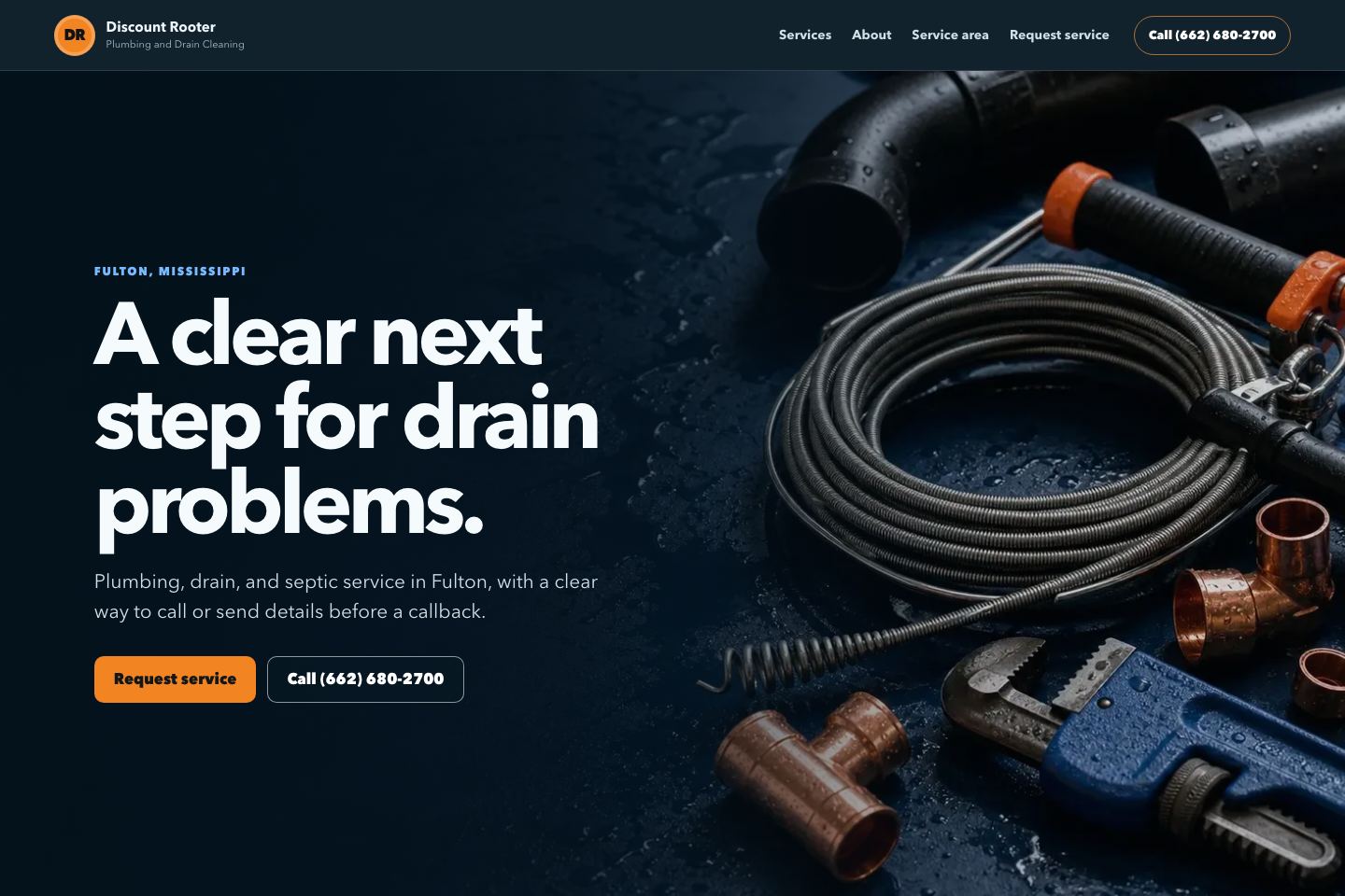 Website concept preview for Discount Rooter Plumbing and Drain Cleaning