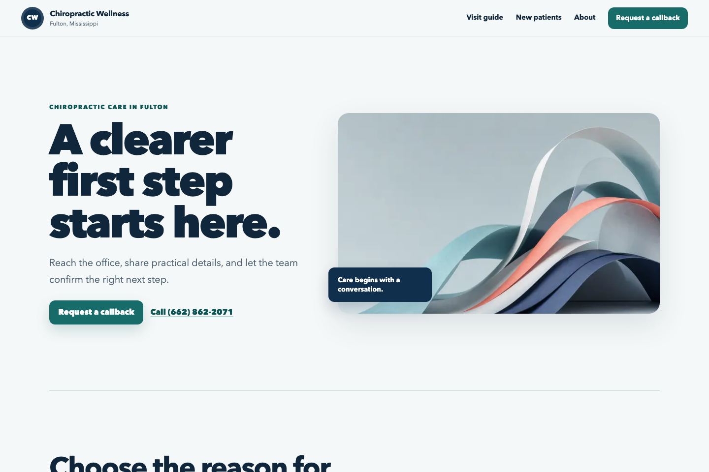 Website concept preview for Chiropractic Wellness